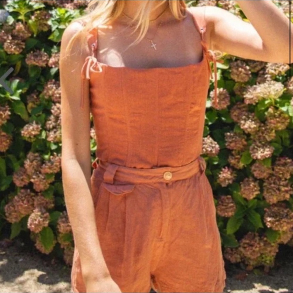 VRG GRL Steal The Moment Linen Corset Top / Rust